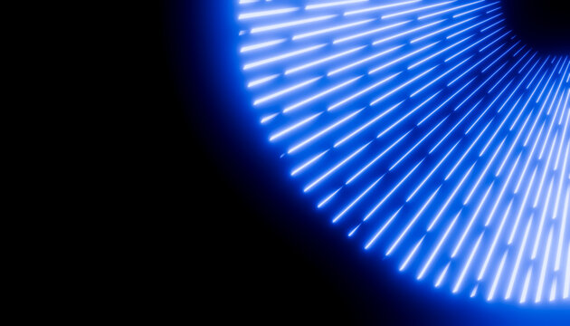 Abstract rendering radial pattern with bright blue lines