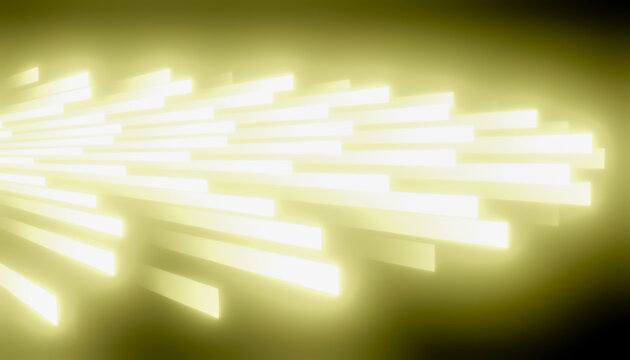 Abstract rendering luminous pattern with glowing yellow light bars