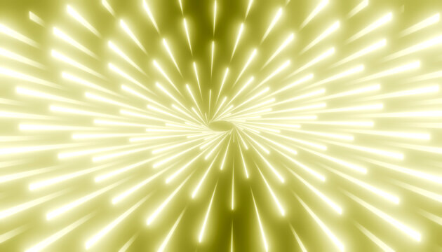 Dynamic rendering golden light rays creating a mesmerizing vortex