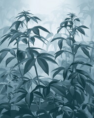 Gradient background with silhouettes of tropical p_004