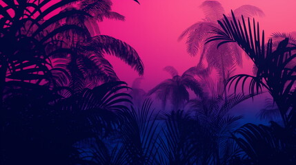 Gradient background with silhouettes of tropical p_005