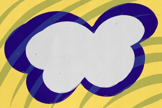 Abstract comic speech bubble on yellow and blue background