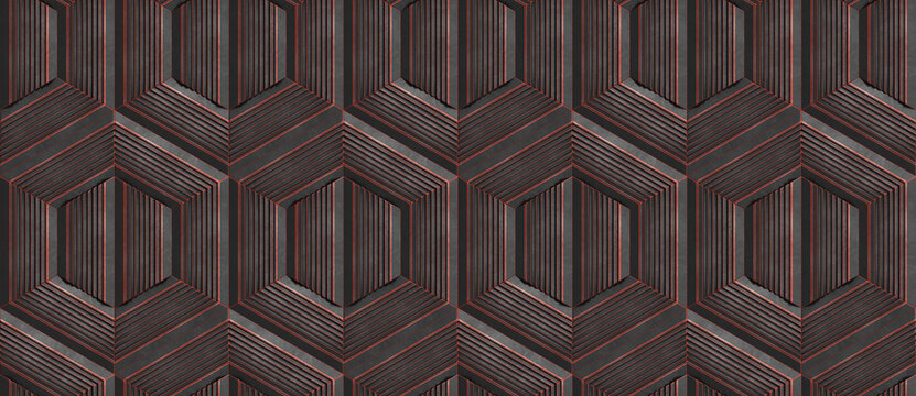 Dark hexagon stripes pattern for modern wallpapers