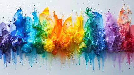 Beautiful illustration of colorful splashed of paint of vibrant colors isolated on white background