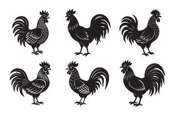 Chicken silhouette Vector  Bundle illustration