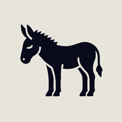 Obraz premium Donkey silhouette in black on a white background