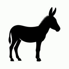 Obraz premium Donkey silhouette in black on a white background