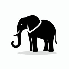 Fototapeta premium Elephant silhouette in black on a white background