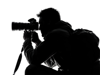 Isolated Photographer Silhouette Taking a Picture