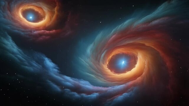 Mysterious cosmic dance of two swirling galaxies in deep space