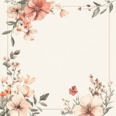 Fototapeta premium Watercolor Floral Frame Delicate Blooms Elegant Design