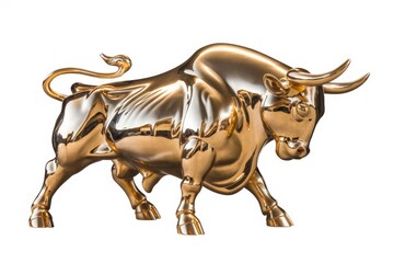 Obraz premium A golden bull statue, symbol of wealth, power, and prosperity.
