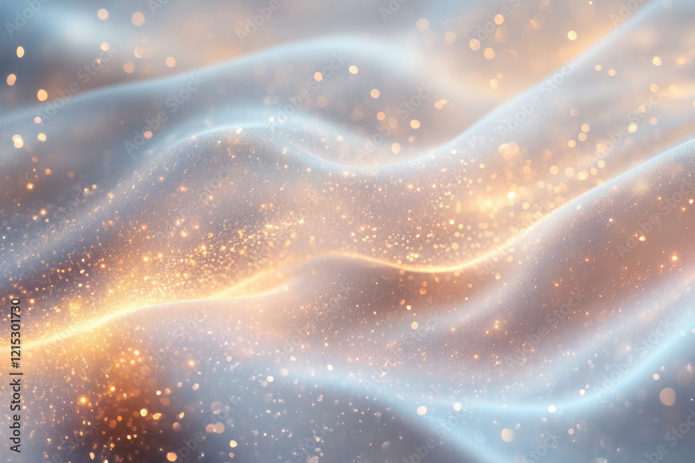 Aufkleber Abstract background with glowing particles and soft, flowing fabric.