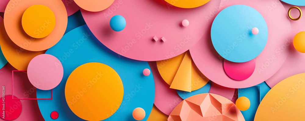 Aufkleber vibrant 3d paper cut shapes form a playful abstract background