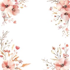 Watercolor Floral Frame Design With Delicate Peach Blossoms