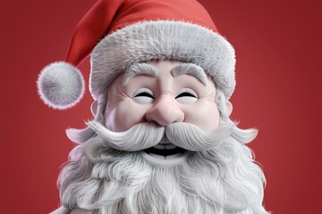 A jolly Santa Claus with a big smile, wearing a classic red hat and fluffy white beard.