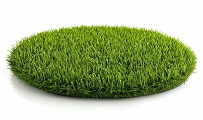Round Patch of Artificial Grass Isolated on White