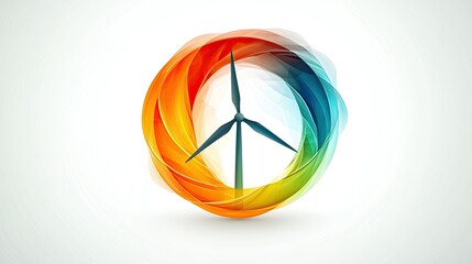 Colorful Abstract Wind Turbine Energy Symbol