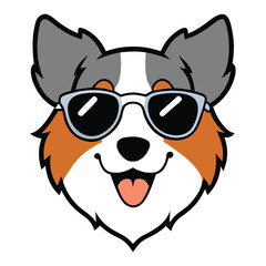 Funny australian shepherd dog head vector art