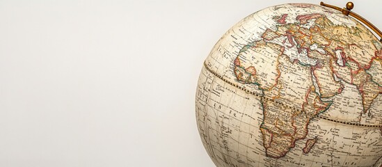 Obraz premium Antique globe on white background; travel, exploration concept