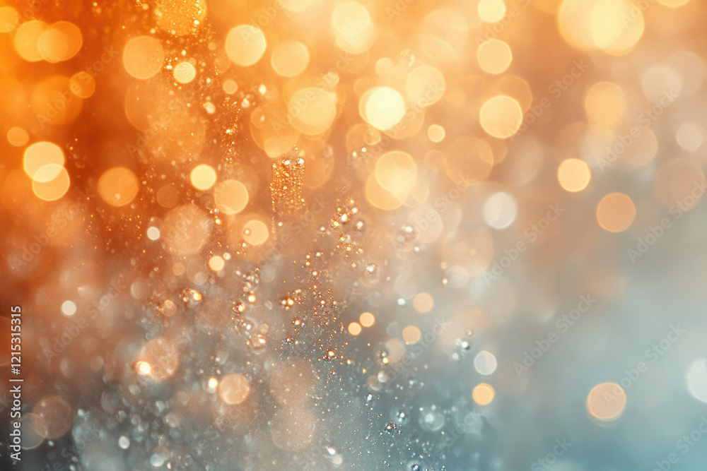 Poster Abstract bokeh background with water droplets and warm, cool light creating a dreamy, magical atmosphere.