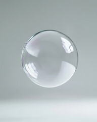 Transparent bubble floating against minimalist grey background