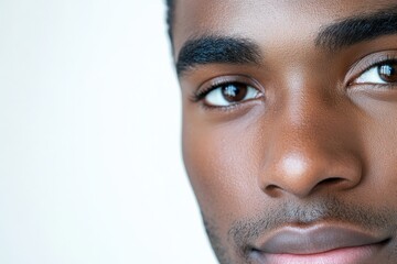 Fototapeta premium Close-Up Portrait of a Young Man with Expressive Eyes and Smooth Skin
