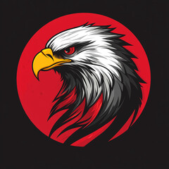 Obraz premium Majestic Eagle Head Red Sun Wildlife Bird Power Freedom Nature Graphic Design Masc