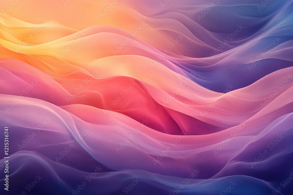 Aufkleber abstract art depicting flowing, pastel-colored waves, creating a dreamy and serene atmosphere.