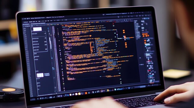 Laptop Screen Displays Lines Of Computer Code