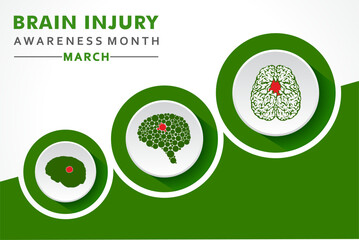 Vector illustration for Brain Injury Awareness Month which is held in the month of March every year, it spreads awareness of different types of Brain Injuries.