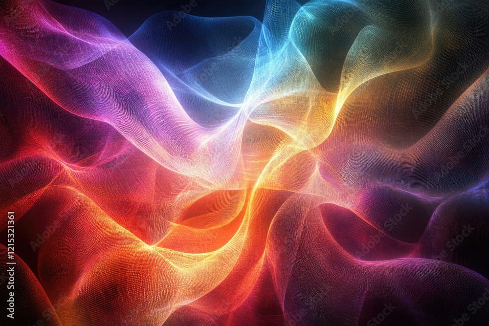 Fototapete abstract image of colorful, glowing, wave-like patterns forming a mesmerizing visual spectacle.