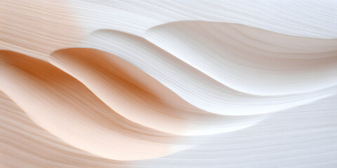 Abstract background with flowing, layered curves in soft peach and white tones.  Smooth, elegant design perfect for presentations, websites, or print.