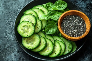 In a futuristic kitchen, users can interact with a digital display to create personalized detox diets incorporating ingredients like cucumber, avocado, and turmeric, guided by a holographic detox