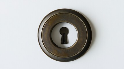 Antique bronze keyhole cover, white background, interior door detail, home decor
