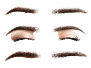 Isolated Female Eyebrows and Eyelashes Set