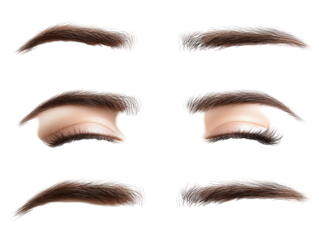 Isolated Female Eyebrows and Eyelashes Set