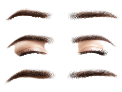 Isolated Female Eyebrows and Eyelashes Set