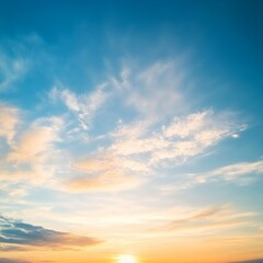 Obraz premium Beautiful sunset sky background with clouds and words. Vector illustration.