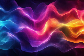 Obraz premium Abstract vibrant waves of blue, pink, and orange flowing in a dark background.
