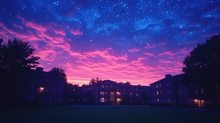 Starry Night Campus Dorm Sunset