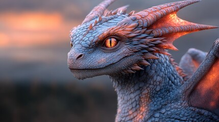 Young dragon sunset portrait fantasy