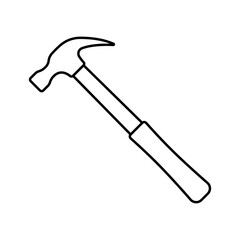 Hammer icon. Black outline linear silhouette. Editable strokes. Side view. Vector simple flat graphic illustration. Isolated object on white background. Isolate.