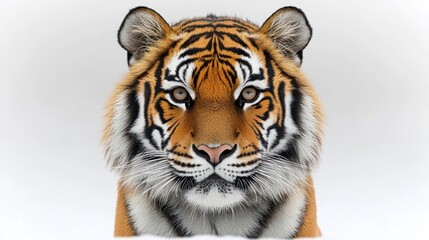 Fototapeta premium Studio Tiger Portrait, White Background, Wildlife