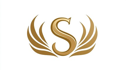 Obraz premium Golden Letter S with Elegant Wing Design