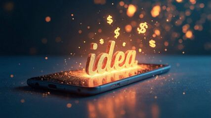 Illuminating moments of inspiration with a smartphone showcasing the spark of creativity and the allure of success