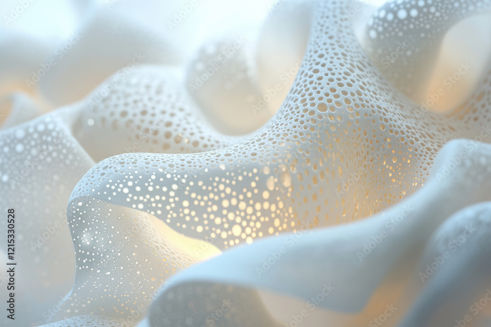 Aufkleber abstract white structure with porous, wave-like design, illuminated from within.