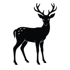 Silhouette of a deer on White Background