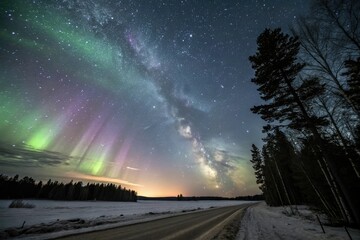 Dazzling aurora-like light trails on a dark canvas, psychedelic art, high-tech visuals, vibrant colors, digital patterns, glowing lines