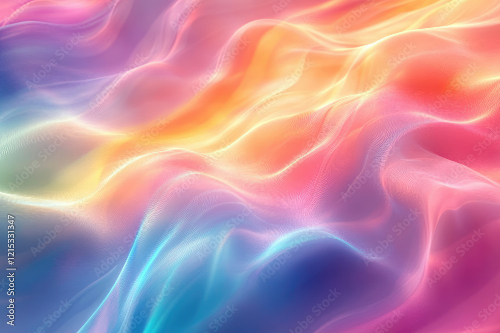 Poster abstract pastel wave background with flowing, vibrant colors creating a dreamy, ethereal atmosphere.